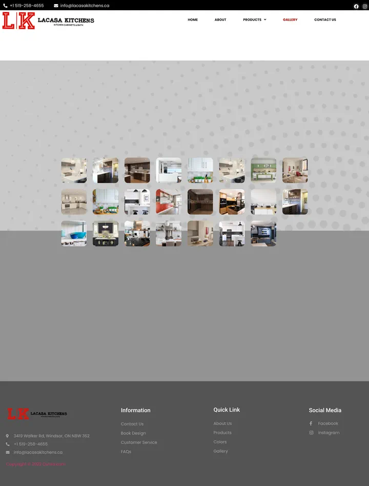 Lacasa Kitchens: the Gallery page of lacasakitchens.ca, full-page capture