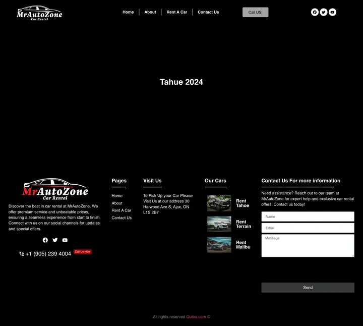 Mr Auto Zone: the Tahoe page of mrautozone.ca, full-page capture