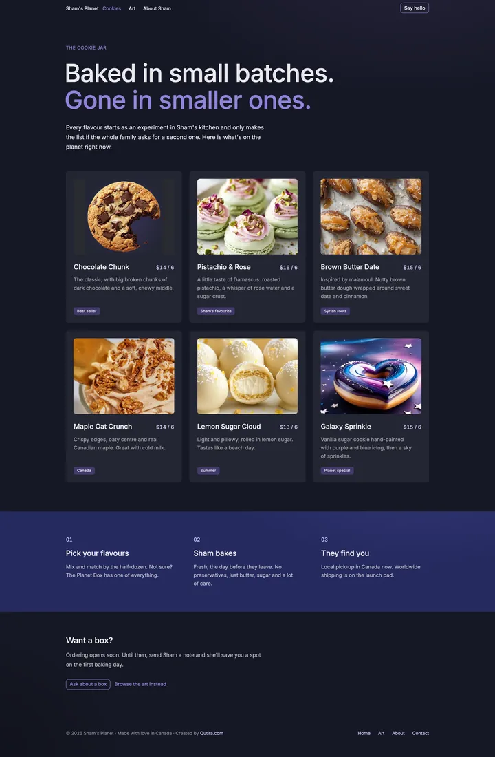 Sham Planet: the Cookies page of shamplanet.com, full-page capture