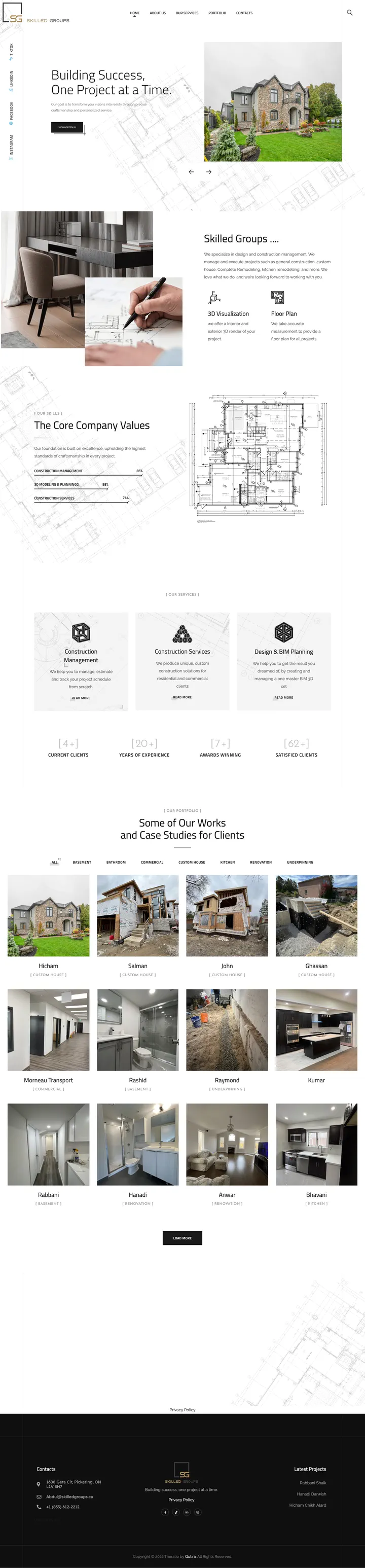 Skilled Groups: the Home page of skilledgroups.ca, full-page capture