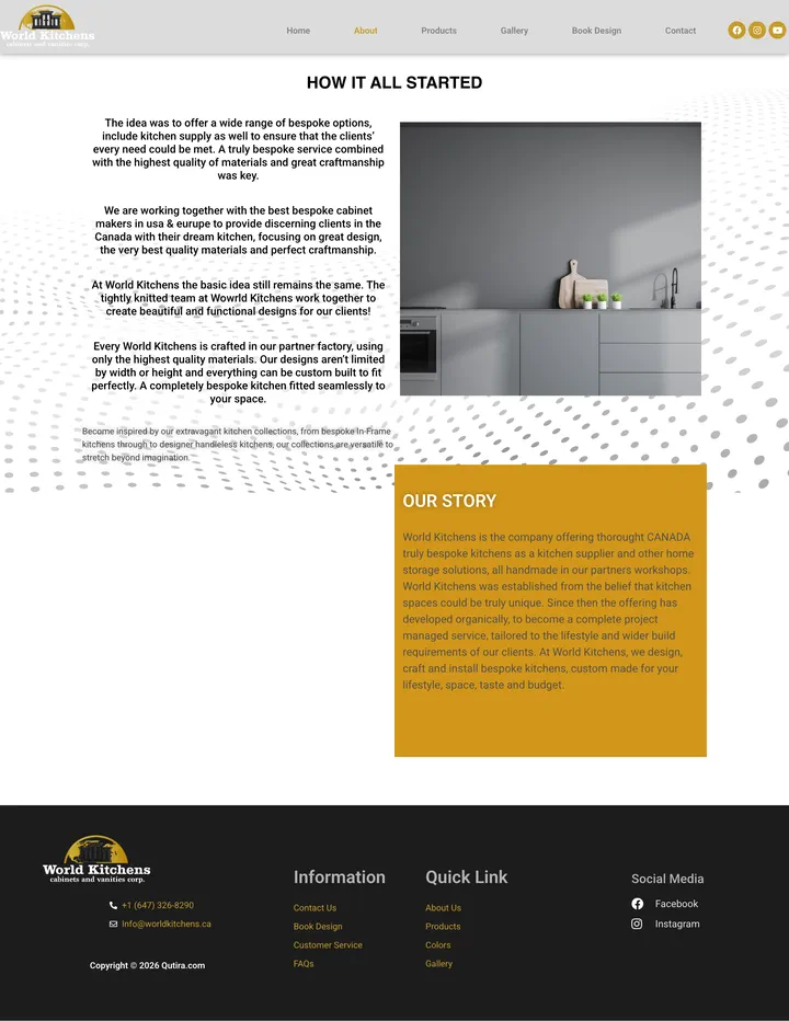 World Kitchens: the About page of worldkitchens.ca, full-page capture