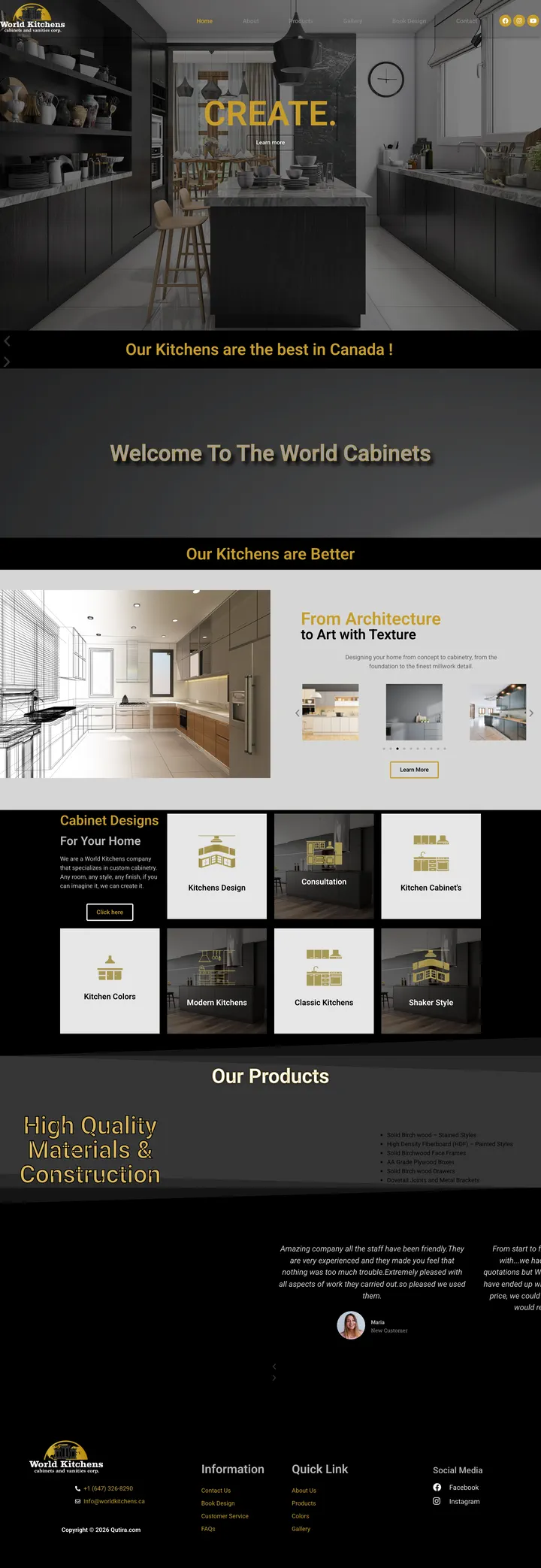World Kitchens: the Home page of worldkitchens.ca, full-page capture
